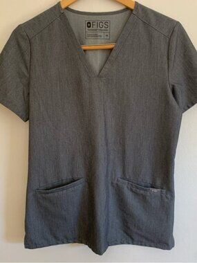 FIGS Scrubs Technical Collection Charcoal Gray Short Sleeve Top Size XS